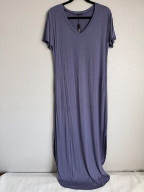 V-Neck Short Sleeve Maxi Dress With Pockets Classic and Comfy